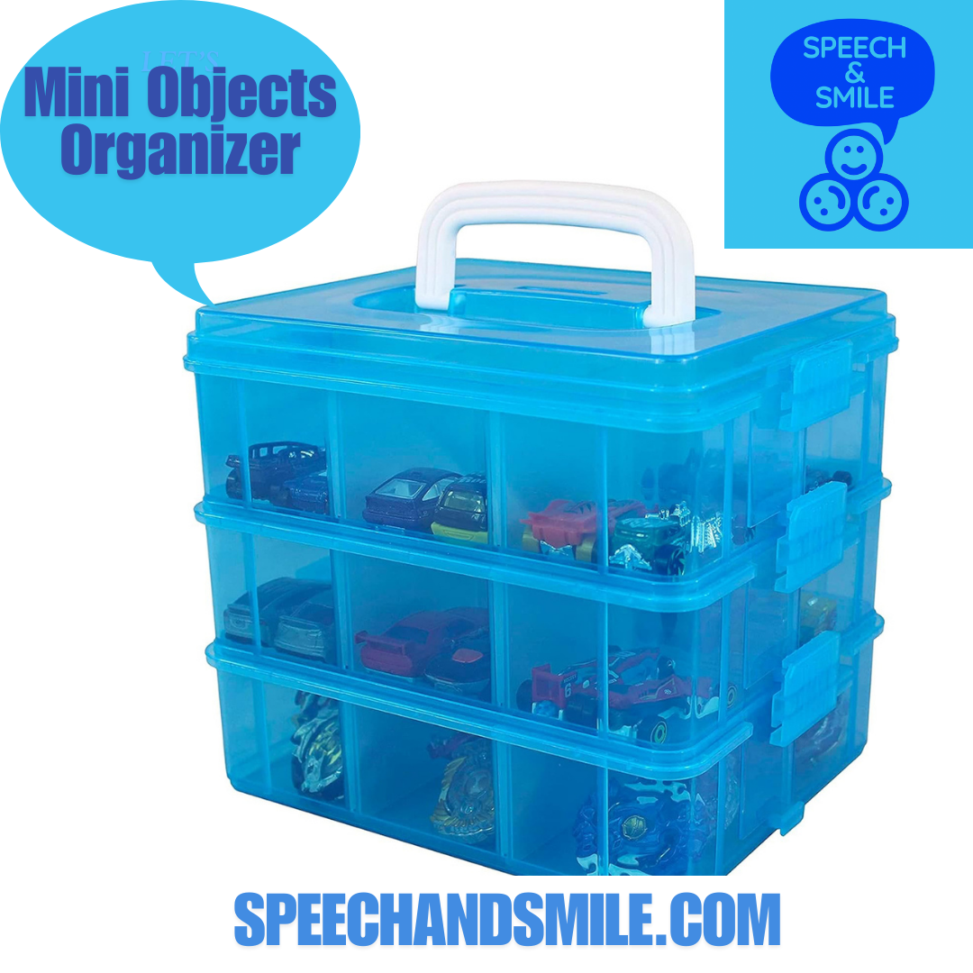 Mini Objects Storage BOX ONLY Blue Three Tier Organizer for Mini Objects Storage Set for Trinkets label Organizer