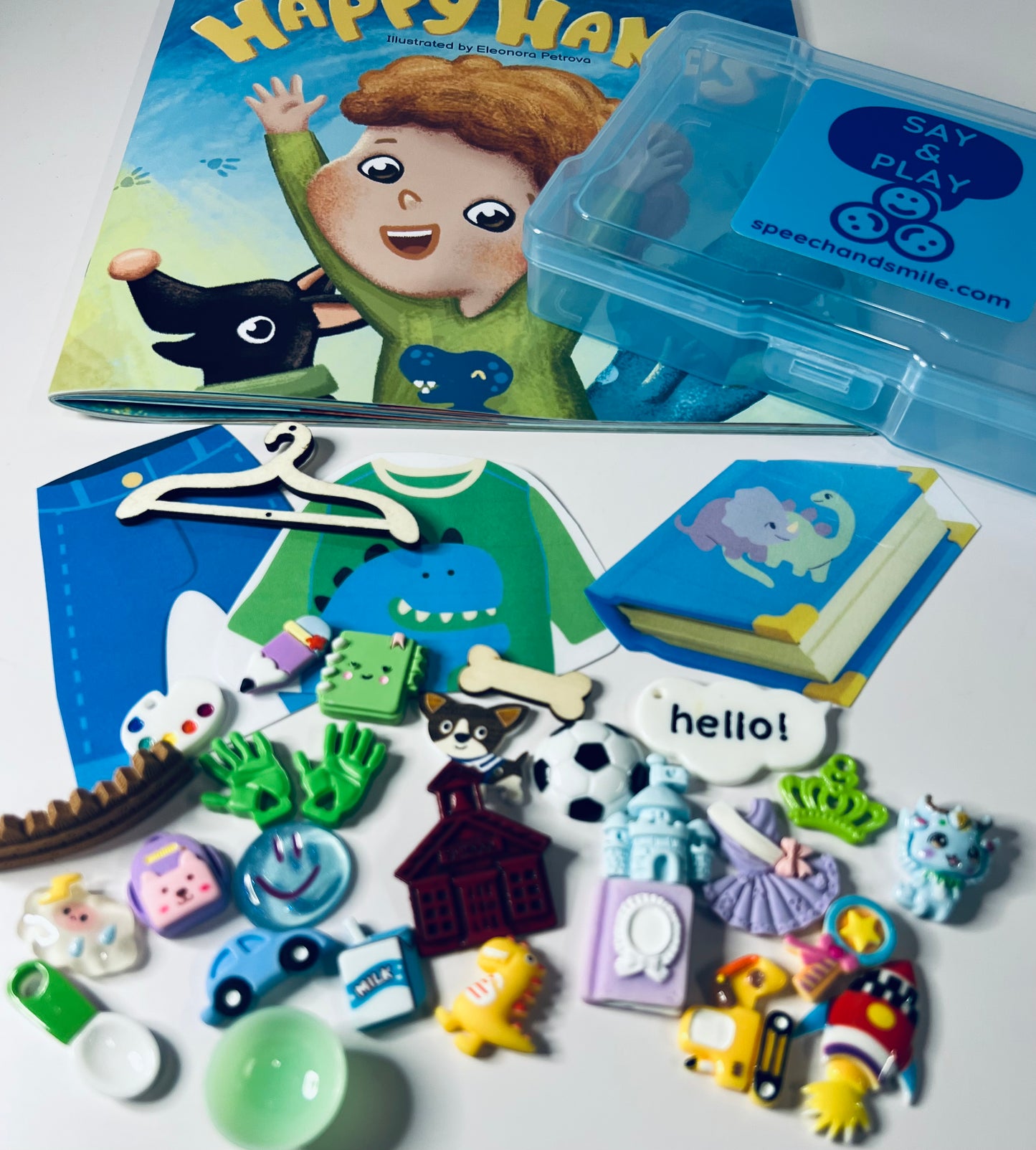 Happy Hands Book Story Kit Mini Objetos Terapia del Habla Mini Objetos Autismo Sensorial Libro de Aula