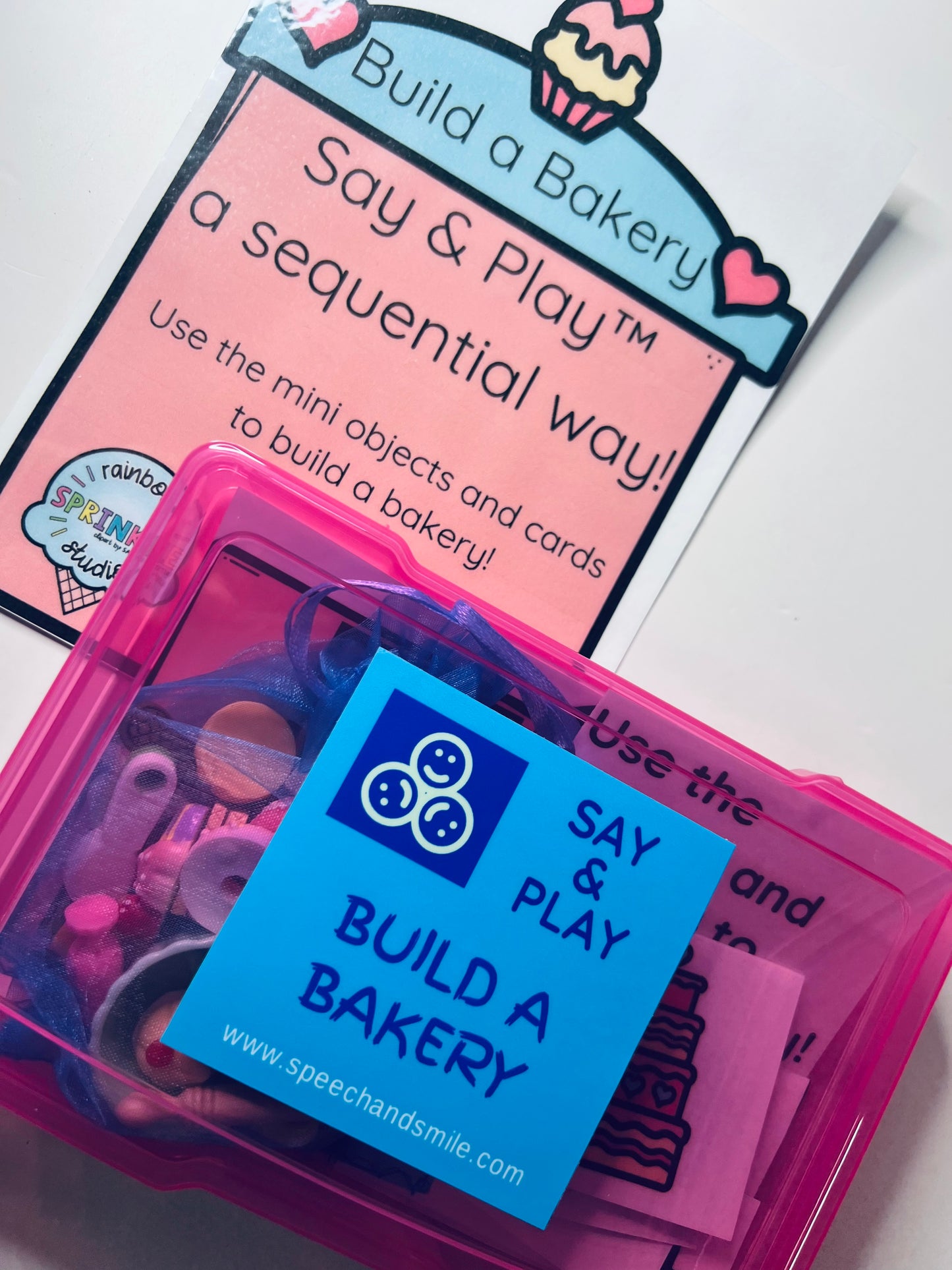 BUILD KIT Sequential learning Baking Minis Language Task Box Bakery Theme Mini Objects Build a Bakery Minis Speech Therapy Trinkets Cards