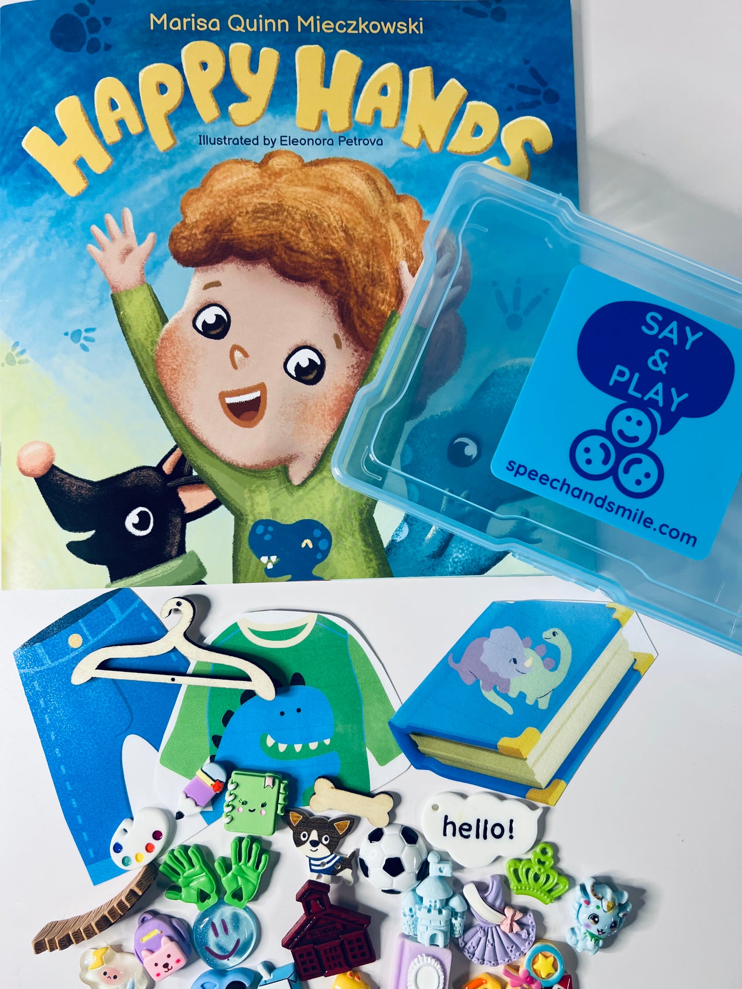 Happy Hands Book Story Kit Mini objets Orthophonie Mini objets Autisme Sensoriel Livre de classe