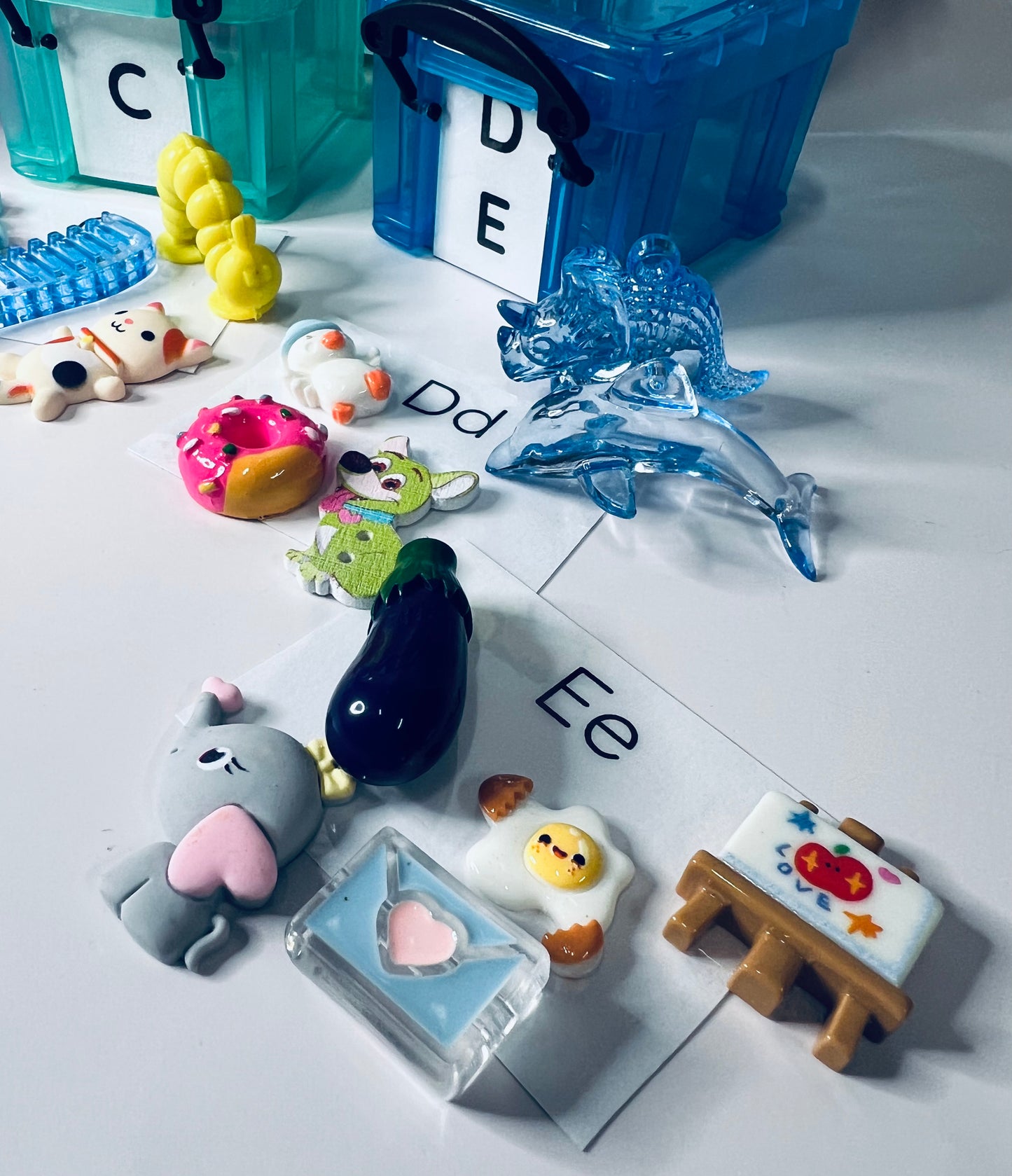 Alphabet Objects in Storage Alphabet Set with Trinkets Beginning Sound Mini Objects Speech Therapy Mini Objects Set