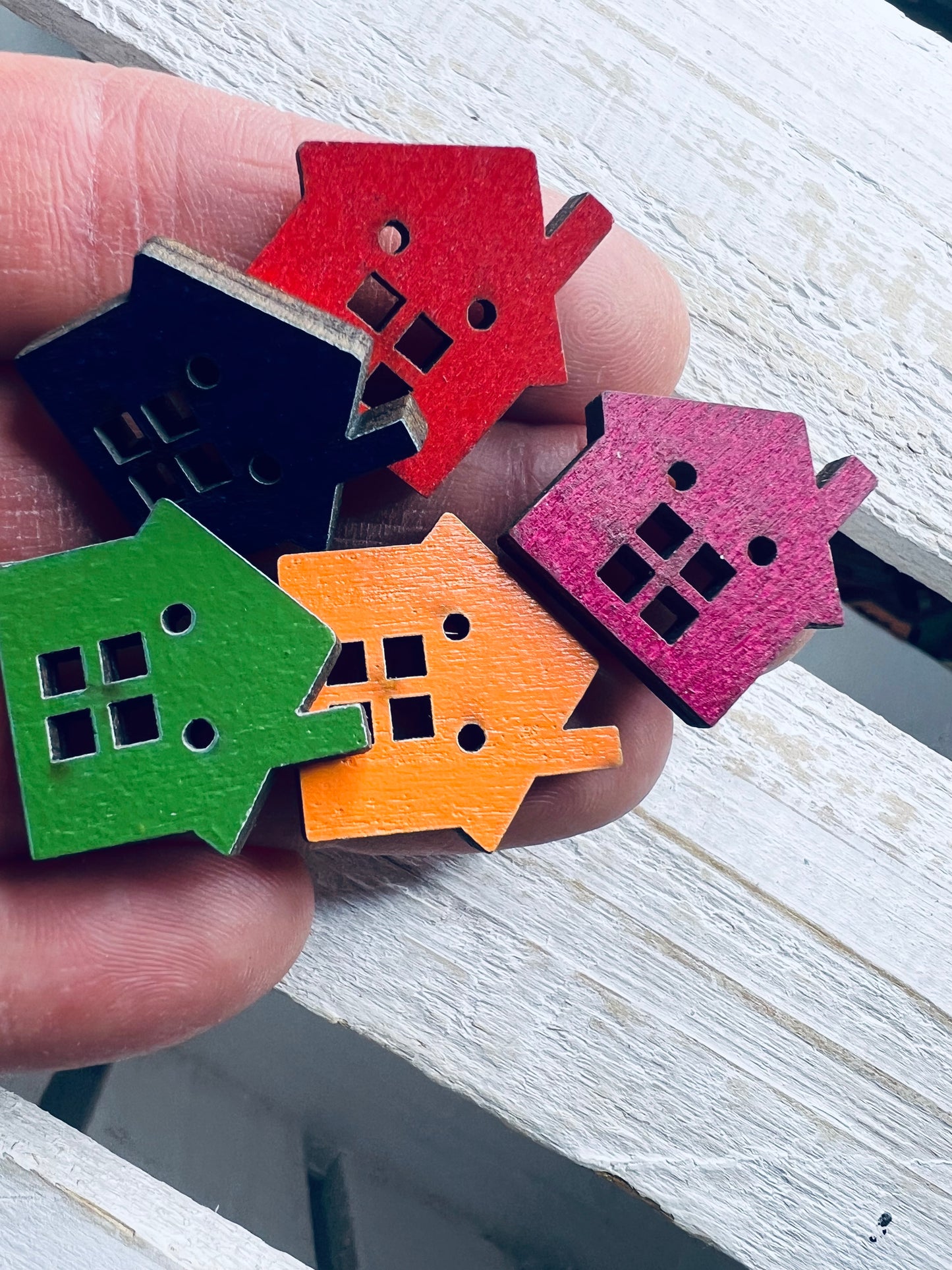 Miniature House Trinket Wood Cut House 3 per order- Object Cabin Trinket Letter H Alphabet Objects Montessori Sound Objects