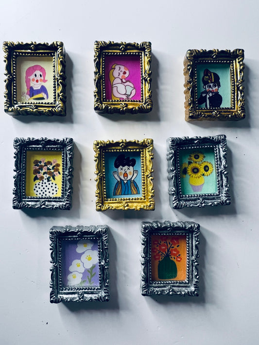 Mini Painting in Frame Dollhouse Picture Frame Trinket Mini Framed Painting Speech Therapy Mini Objects