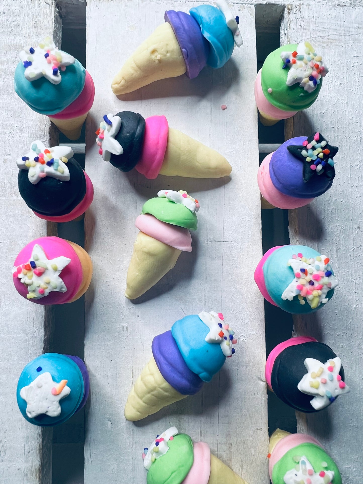 Miniature ICE CREAM Cone Double Scoop Trinkets Ice Cream Mini Objects Speech Therapy Doodads  Foods Theme Trinkets Polymer Clay Ice Cream