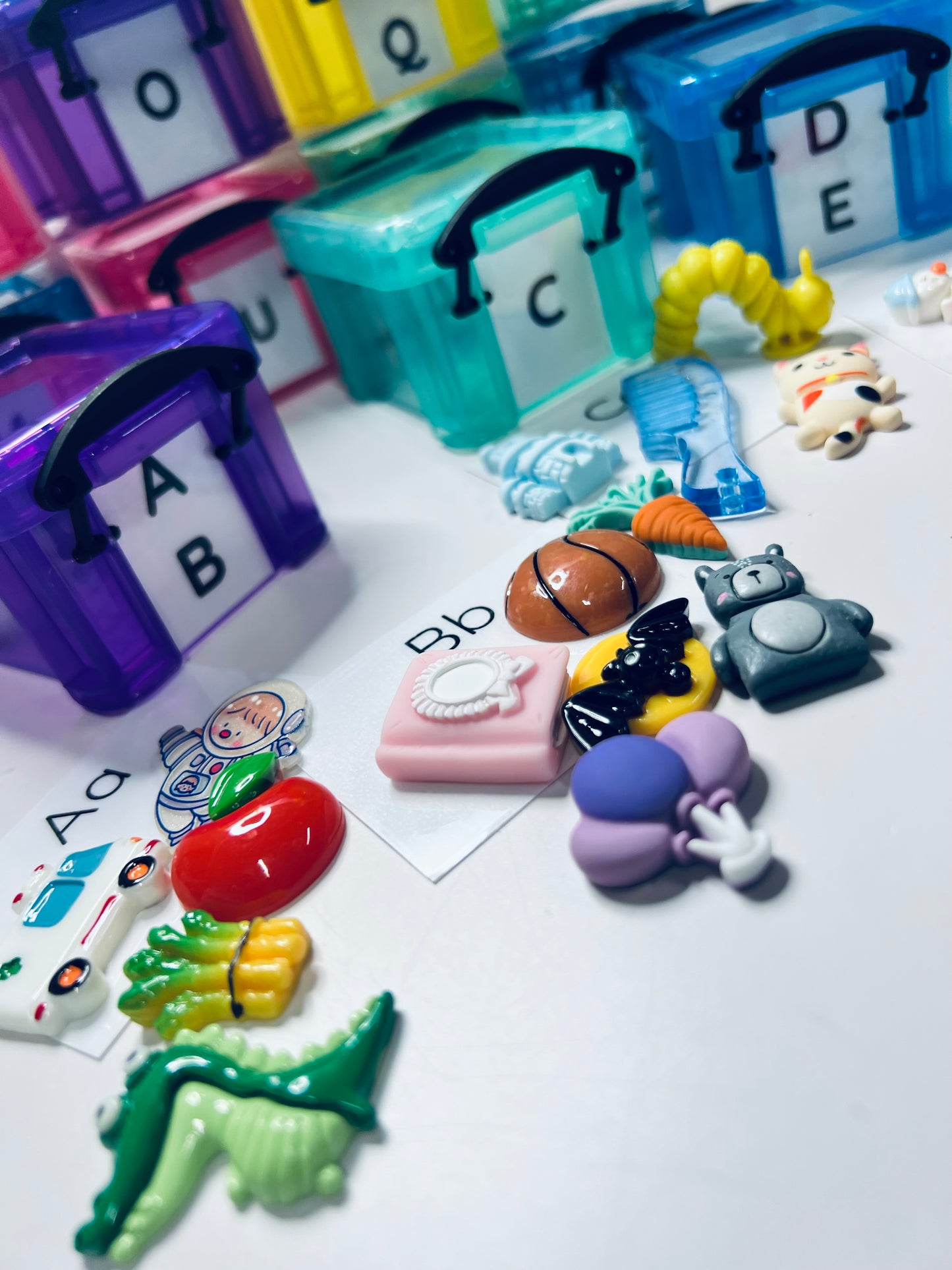 Alphabet Objects in Storage Alphabet Set with Trinkets Beginning Sound Mini Objects Speech Therapy Mini Objects Set