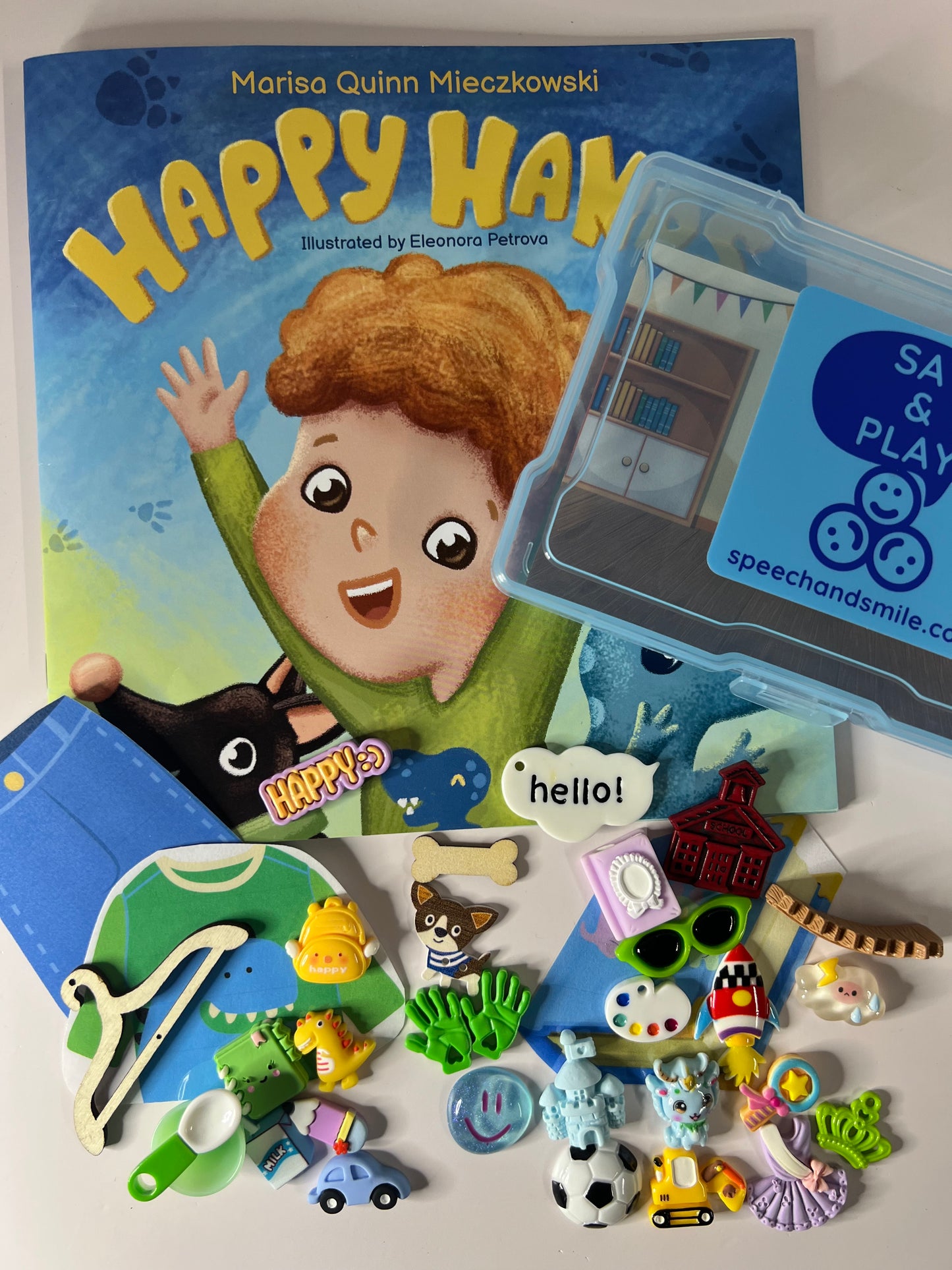 Happy Hands Book Story Kit Mini Objetos Terapia del Habla Mini Objetos Autismo Sensorial Libro de Aula
