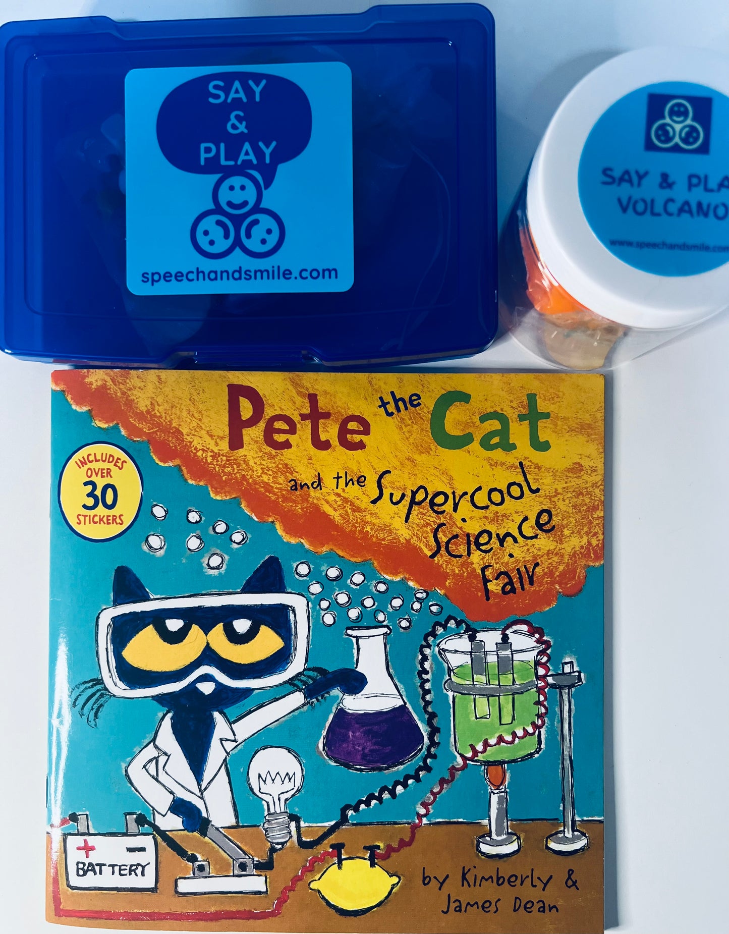 Pete the Cat Book and Story Speech Therapy Mini Objects Pete Cat Science Fair Build a Volcano Jar