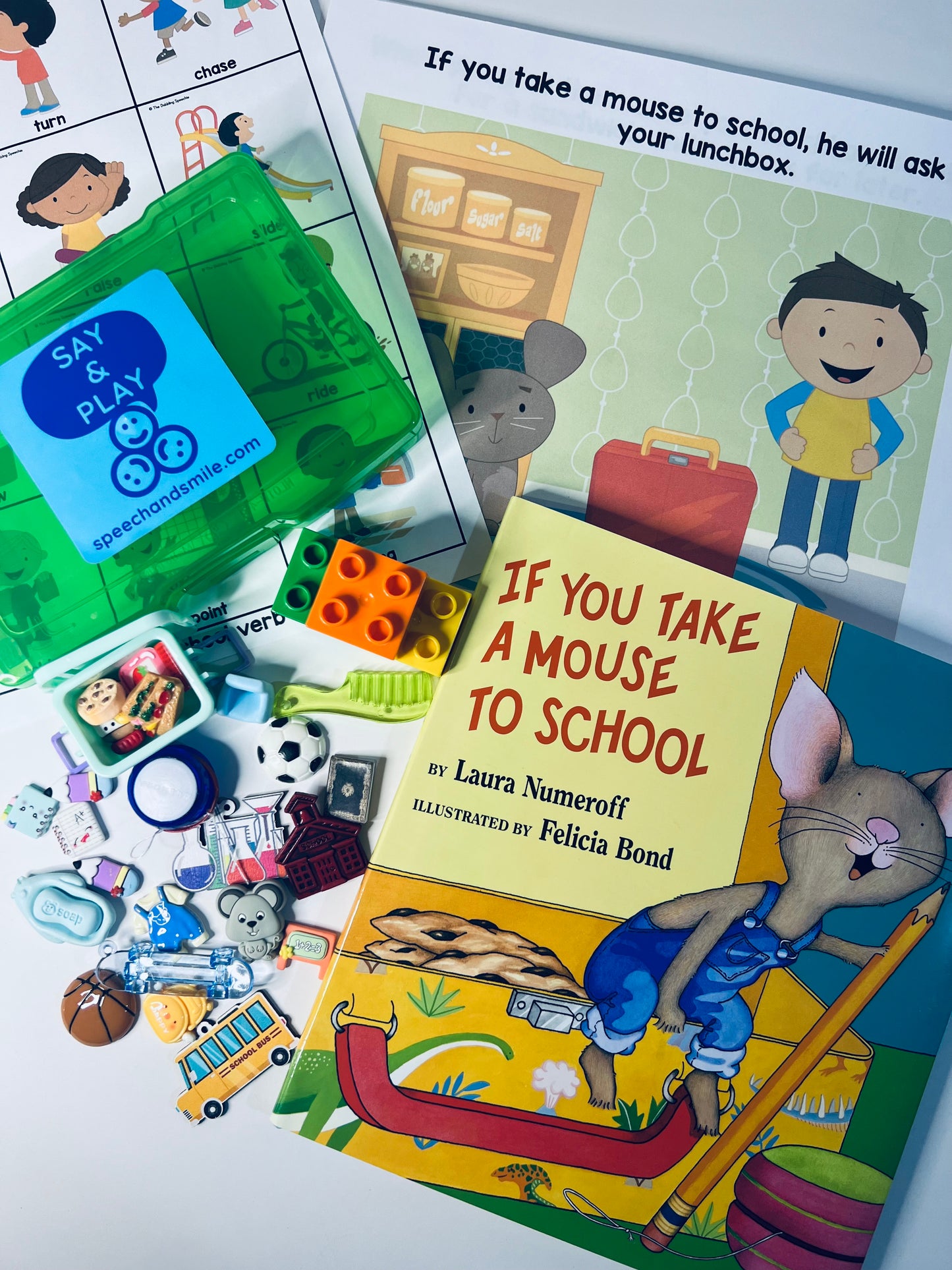 Say and Play Story Kit If You Take a Mouse to School Mini Objects Back to School Activity Speech Therapy Themed Therapy Trinkets