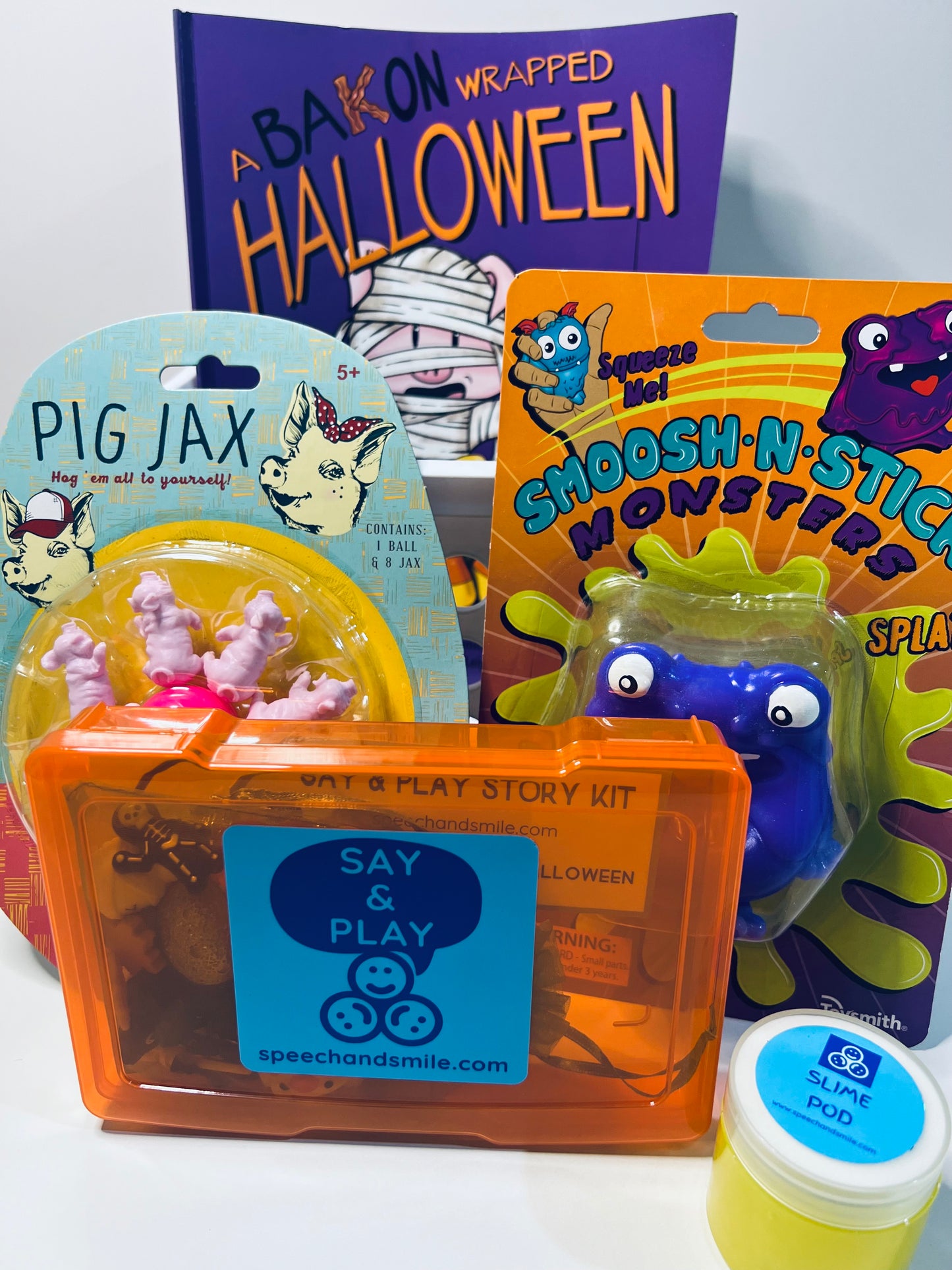 Say and Play Halloween Minis Story Crate of OCTOBER Halloween Story Kit with Mini Objects and more Bakon Brand Book Preorder