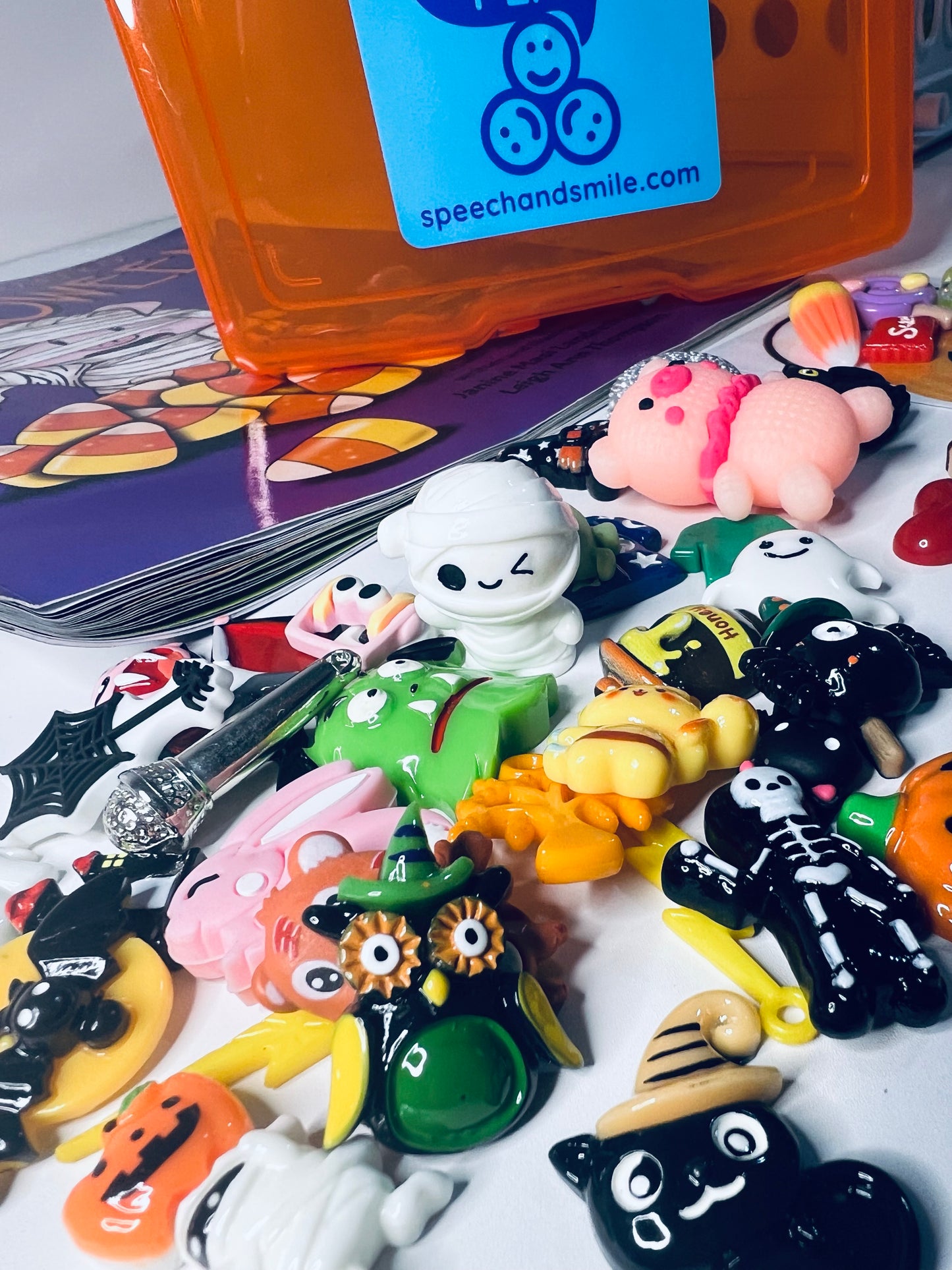 Say and Play Halloween Minis Story Crate of OCTOBER Halloween Story Kit with Mini Objects and more Bakon Brand Book Preorder