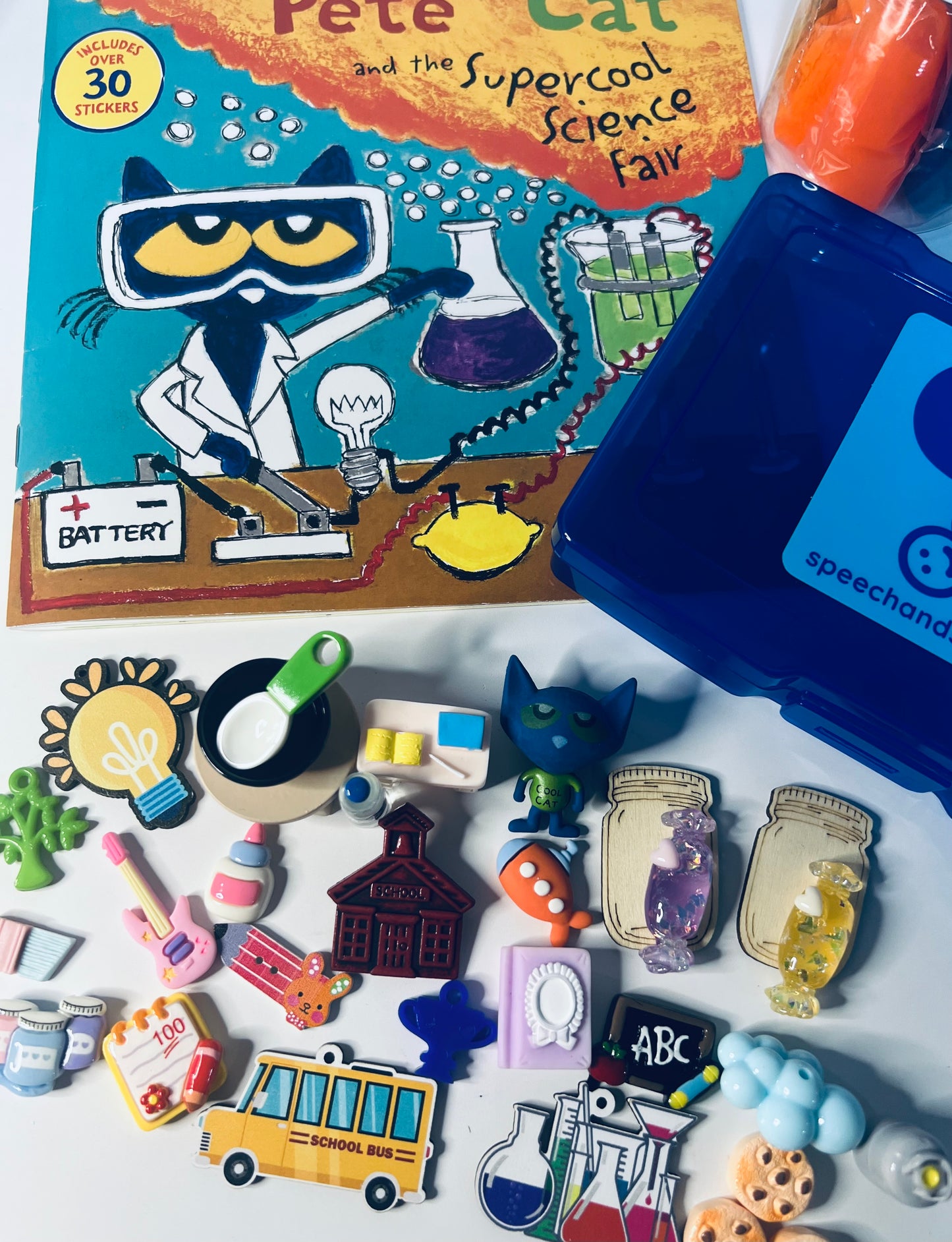 Pete the Cat Book and Story Speech Therapy Mini Objects Pete Cat Science Fair Build a Volcano Jar