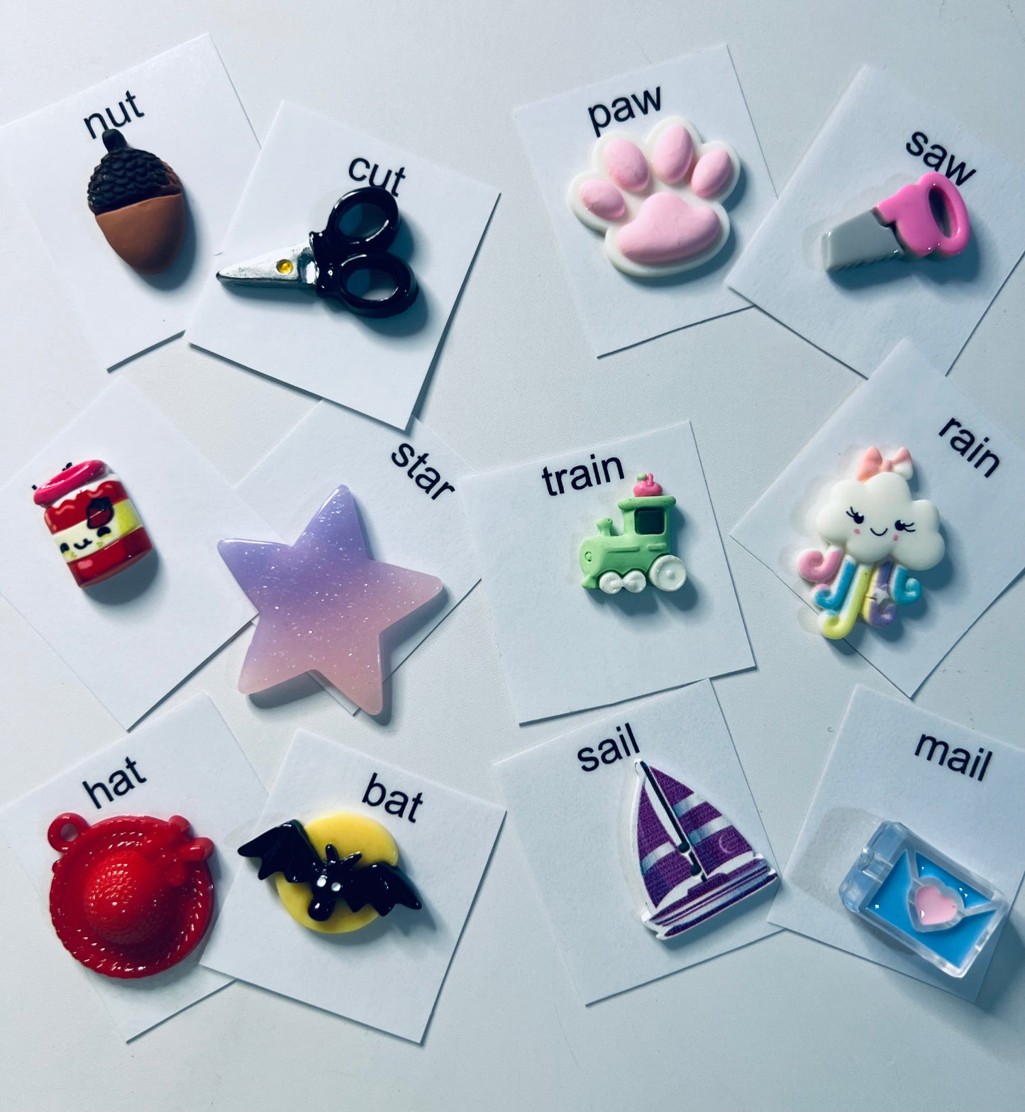 Rhyming Word Objects Rhyming Pair Miniature Objects Speech Therapy Mini Objects Learn to Rhyme Preschool Kindergarten