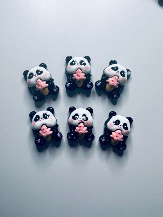 Miniature PANDA Trinket Panda Mini Objets Verbe Objets Orthophonie Résine Panda Manger de la crème glacée Cabochon Montessori Miniatures