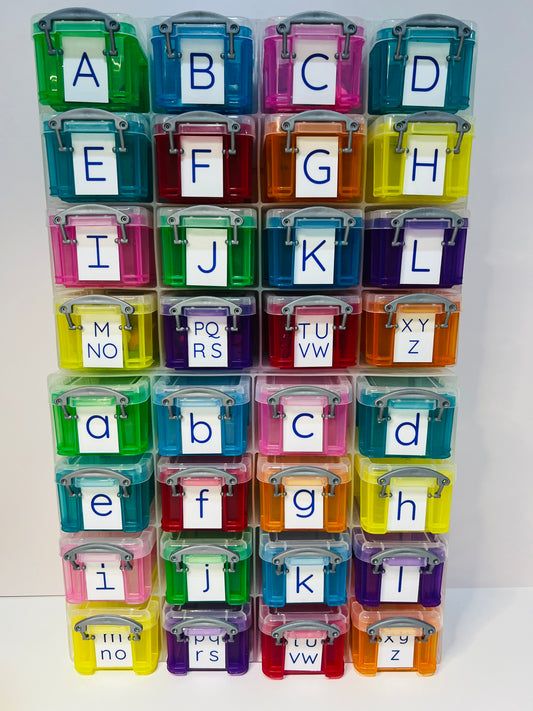 Alphabet Set STORAGE ONLY for Trinkets Mini Objects Speech Therapy Montessori Sound Box Add you own objects DIY Alphabet Set