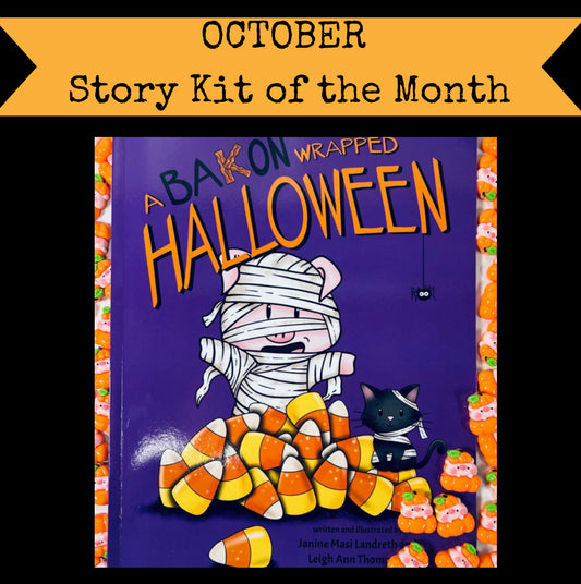 Story Crate of Month OCTOBER Halloween Story Kit with Mini Objects and more Bakon Brand Book Preorder Open