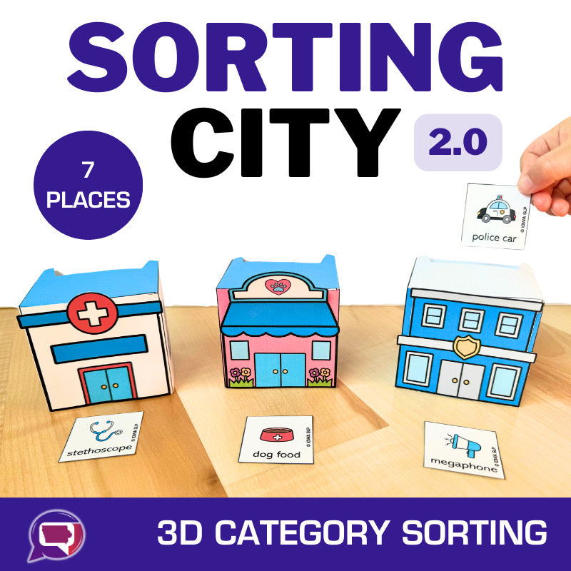 Language Skills Sorting Activity Say and Play Mini Objects for Sorting City 2 Printable Playhouses Targets Categorization and more