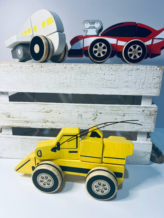 Wood Vehicle Toy Set of 3 Transportation Fidgets Tinker Totters Toy Easy to take a part  back together Preschool Speech Therapy Toys