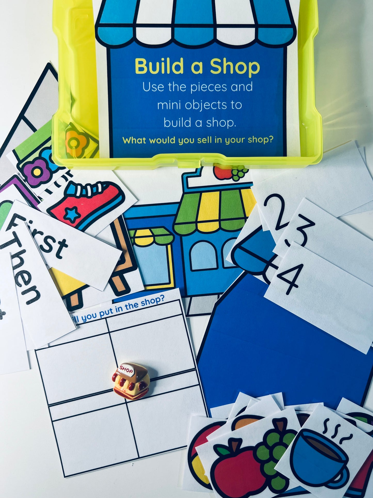 BUILD KIT build a SHOP Sequential learning Language Task Box Mini Objects Build a Shop Minis Speech Therapy Trinkets Grocery Pet Play & More