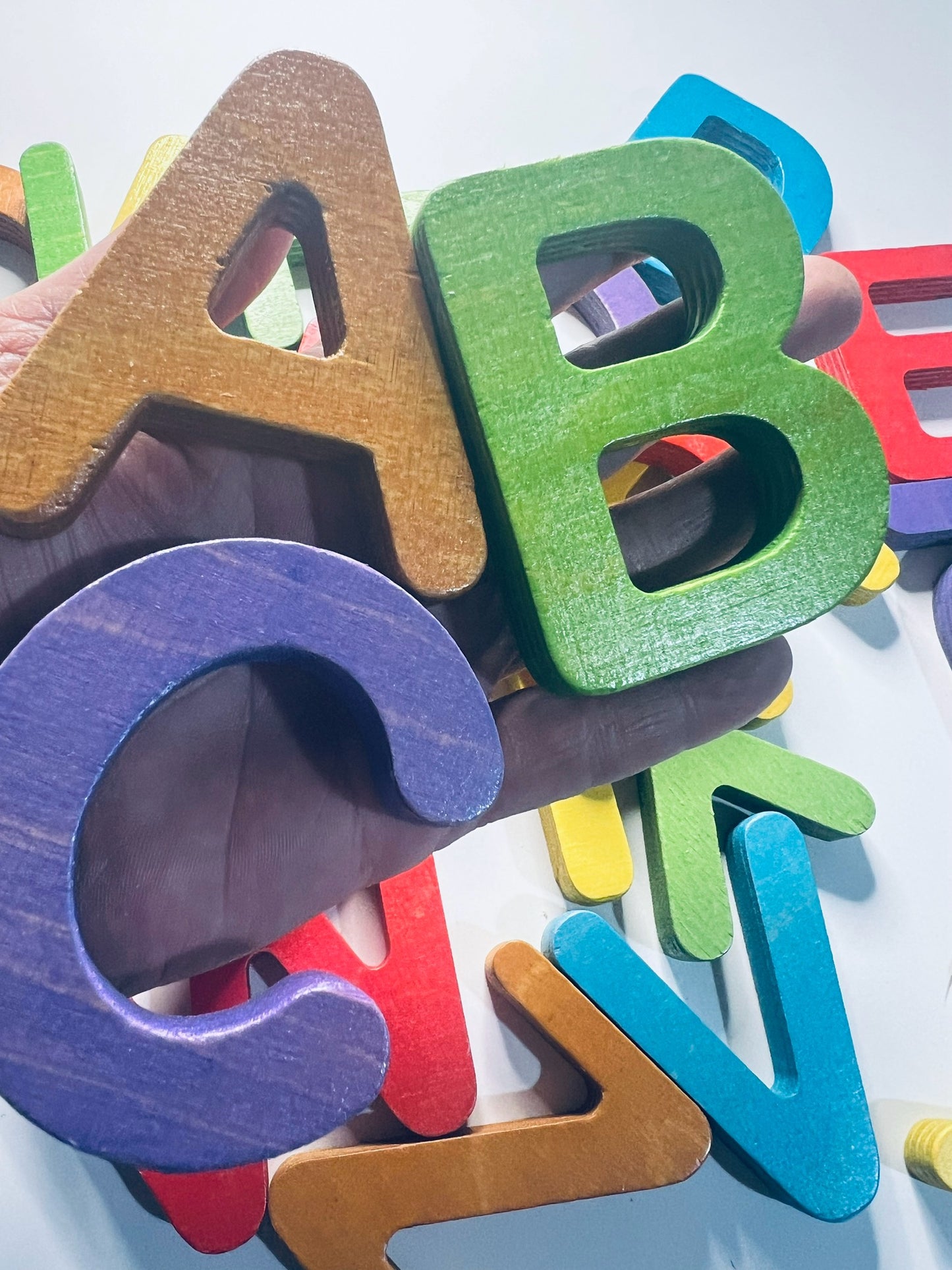 Jumbo Wooden Alphabet Letters in Carrying Bag - Set of 26 Wood Alphabet Letters