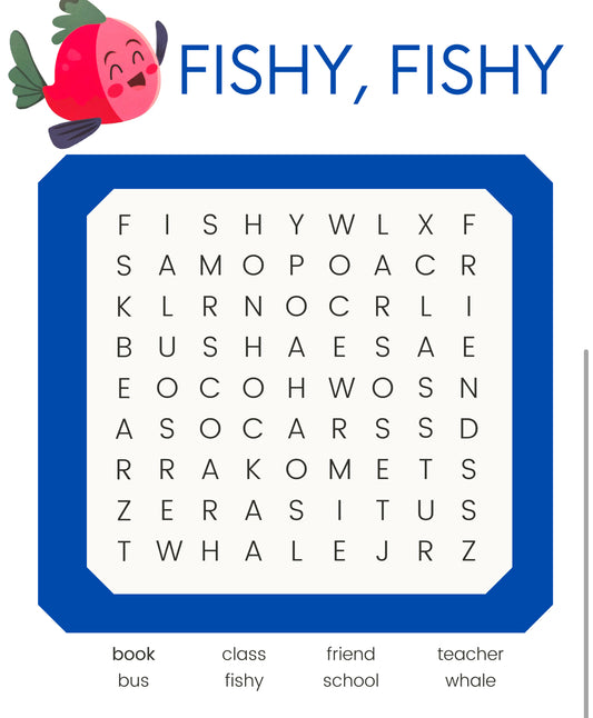 Free Book Activity for Fishy Fishy Books Printable Book Companion Activity