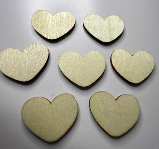Wood Cut HEARTS  Miniature Hearts  Dollhouse Natural Wood Cut Outs Mini Objects Speech Therapy Montessori Language Objects