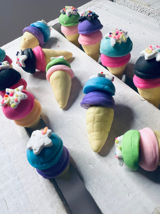 Miniature ICE CREAM Cone Double Scoop Trinkets Ice Cream Mini Objects Speech Therapy Doodads  Foods Theme Trinkets Polymer Clay Ice Cream