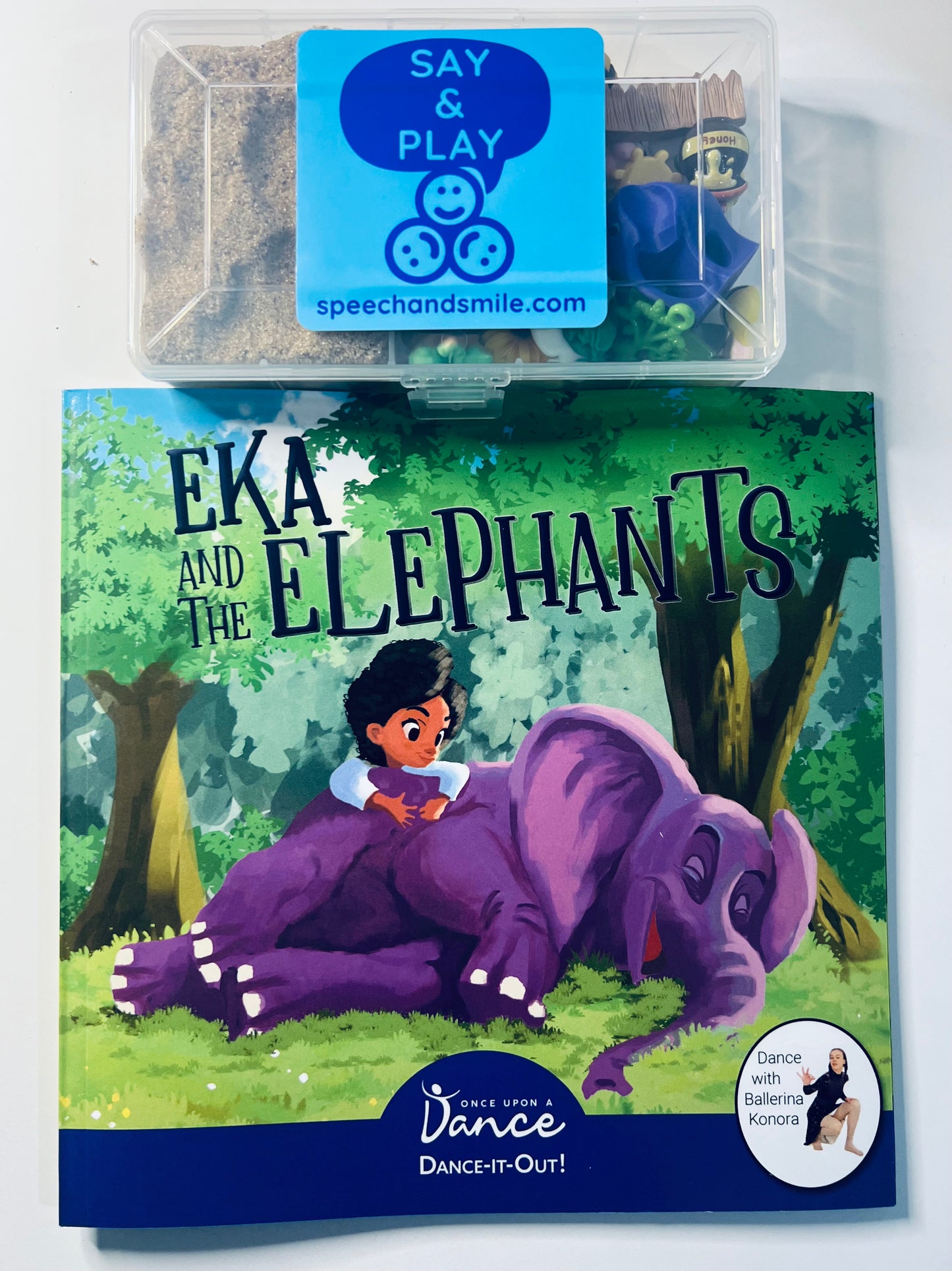 Say and Play Story Kit for Eka and the Elephants Mini Objects BOOK INCLUDED Speech Therapy Trinkets for the Book Reading Gift