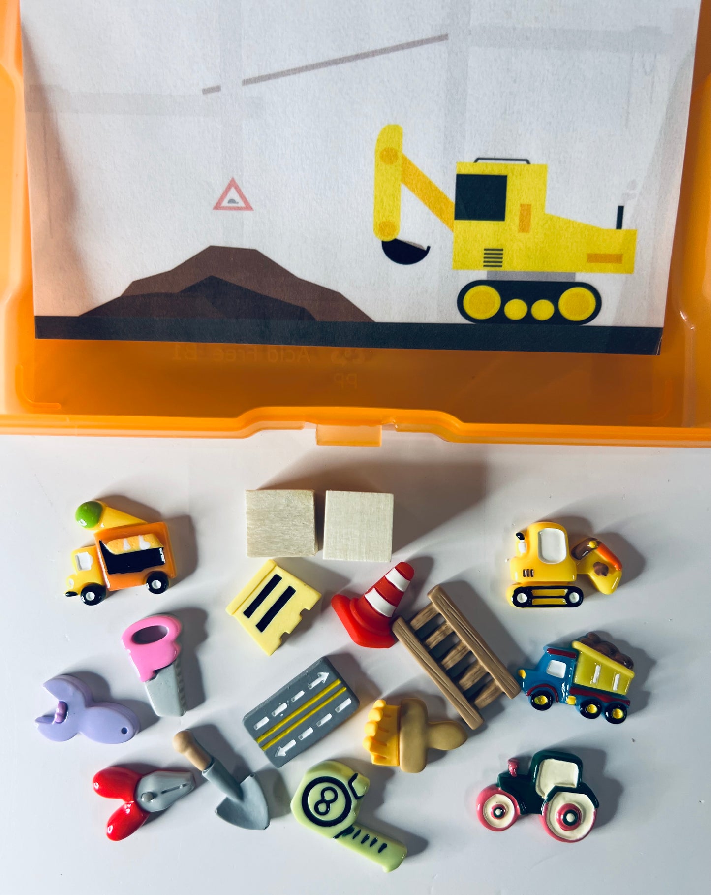 CONSTRUCTION Theme Trinkets Doodads-Construction Mini Objects for Learning & Play-Busy Box-Speech Therapy Mini Objects-Themed Therapy