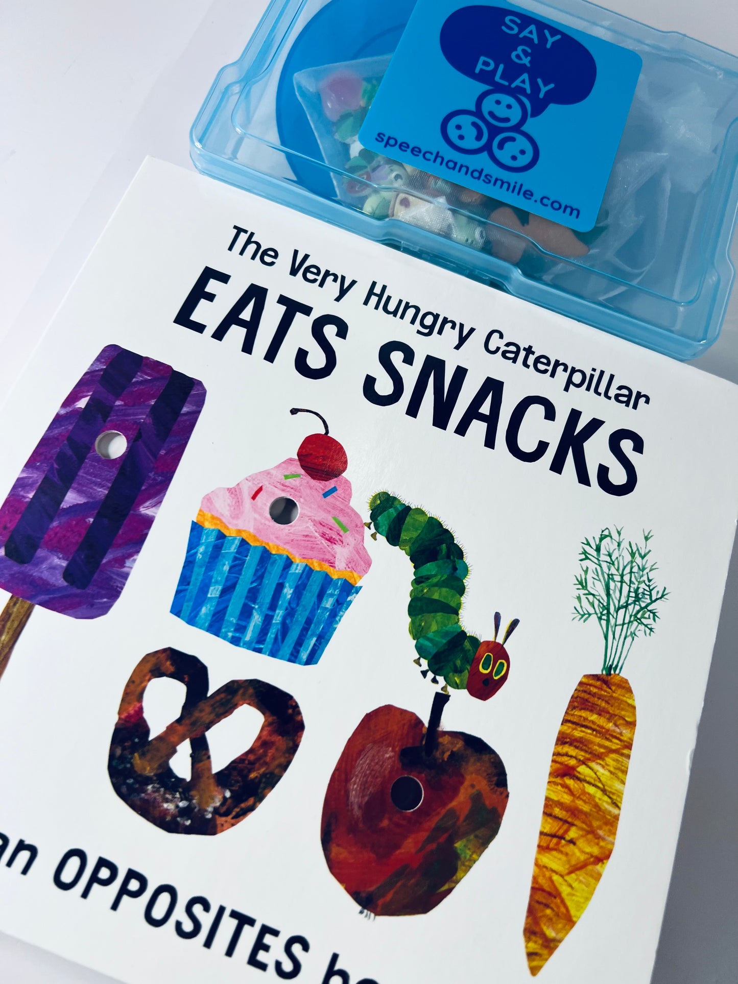 Very Hungry Caterpillar Eats Snacks  Book and Story Kit Object Speech Therapy Mini Objects Food  theme Mini Objects and Book