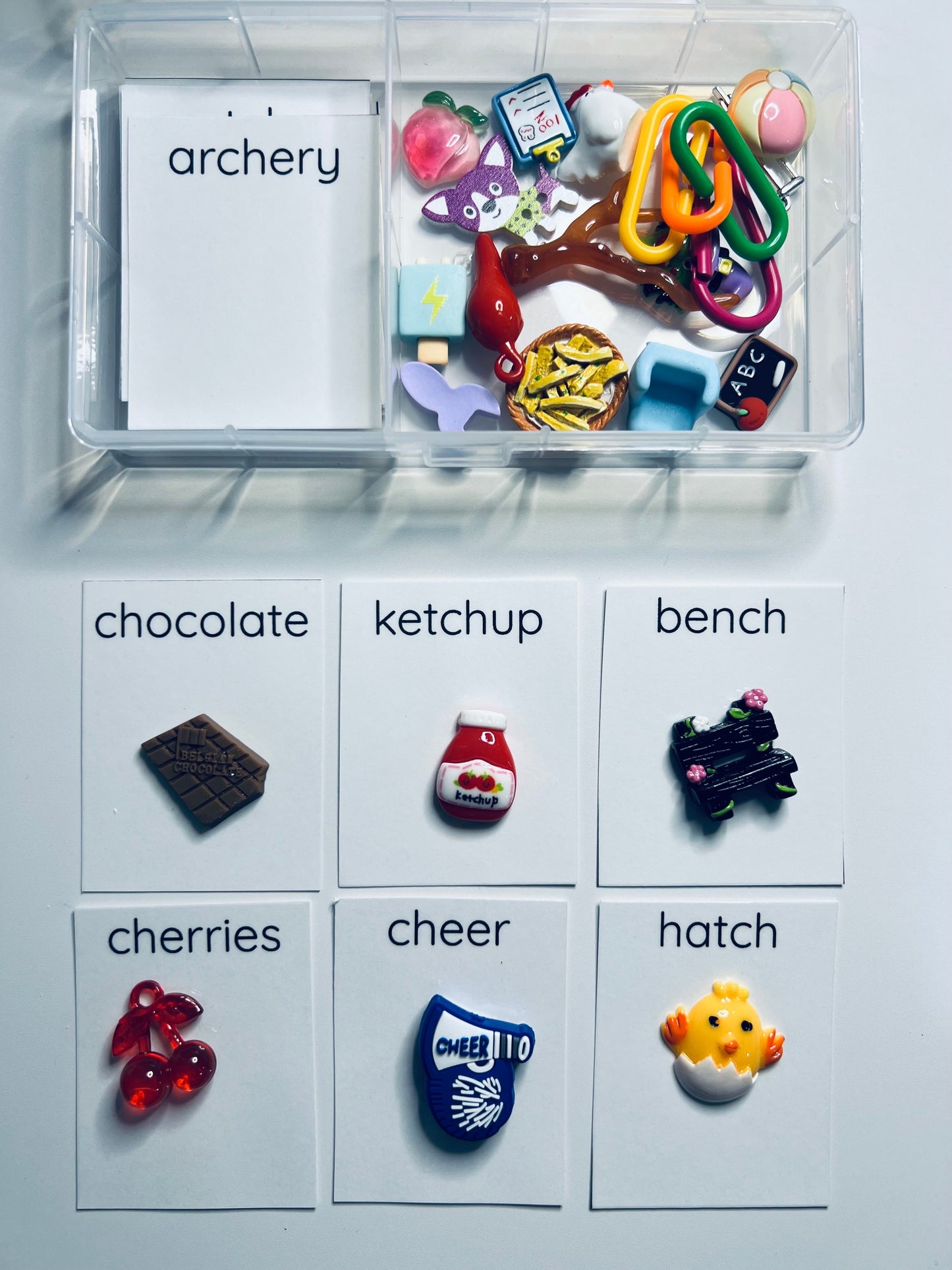 Speech Therapy Mini Objects Set of Trinkets with Cards PICK YOUR SOUND Say and Play Articulation Mini Objects Speech Sound Kit Minis Doodads