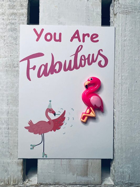 Mindfulness Card Positivity Card with a Mini Trinket to Keep Pocket Hug Card Teacher Gift For SLP Flamingo Mini Object