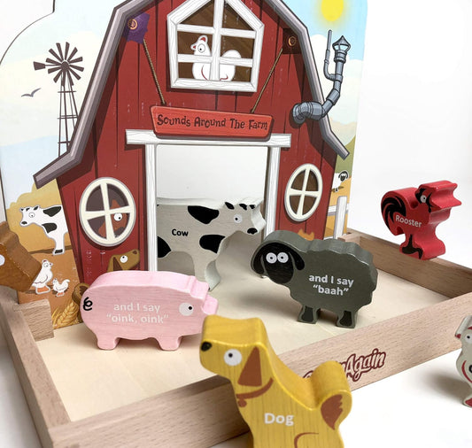 Farm Objects Speech Therapy Objects Sounds Around The Farm Story Box - Wooden Animal Playset Larger Miniature Objects Farm Play Set