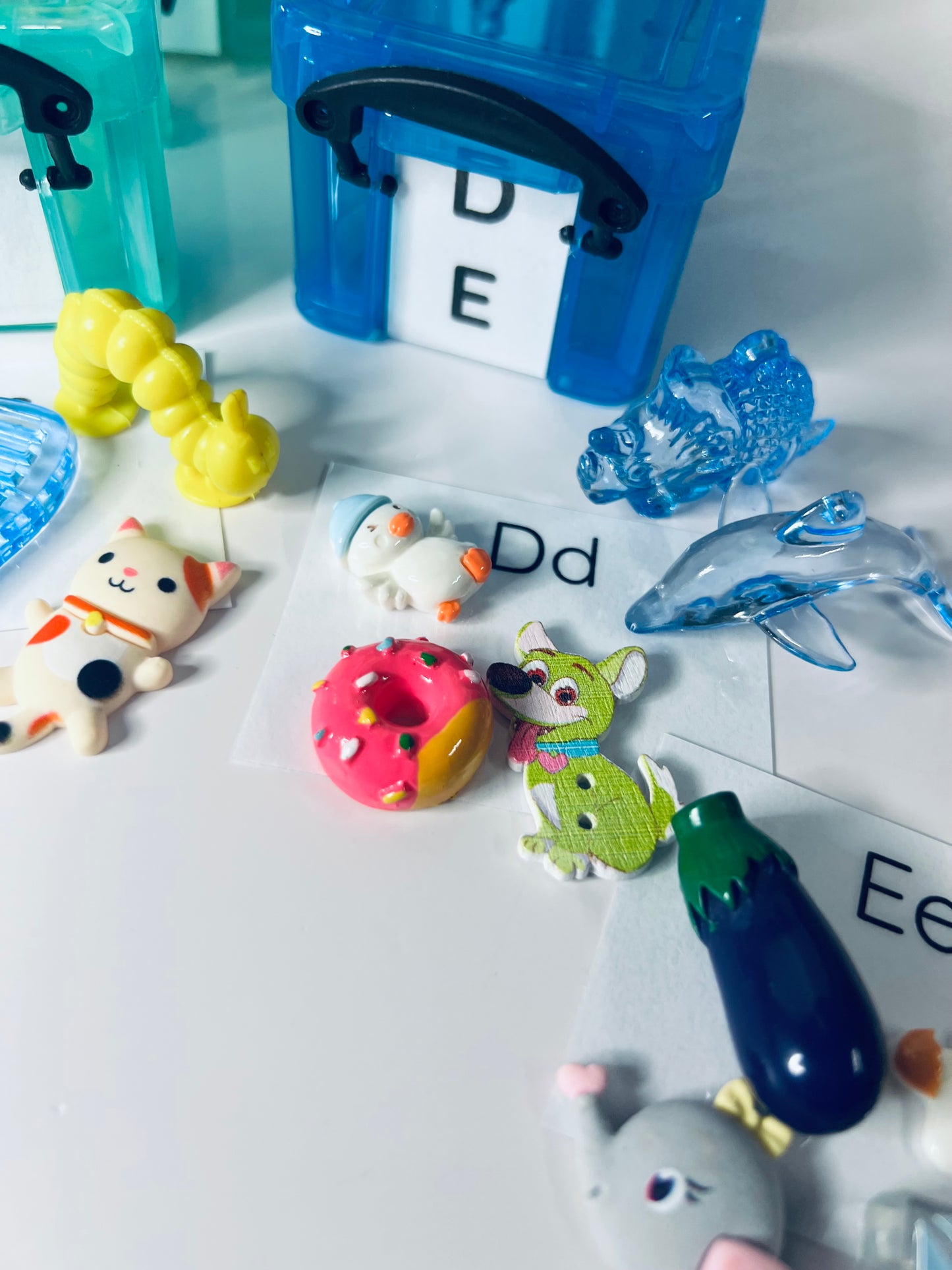 Alphabet Objects in Storage Alphabet Set with Trinkets Beginning Sound Mini Objects Speech Therapy Mini Objects Set