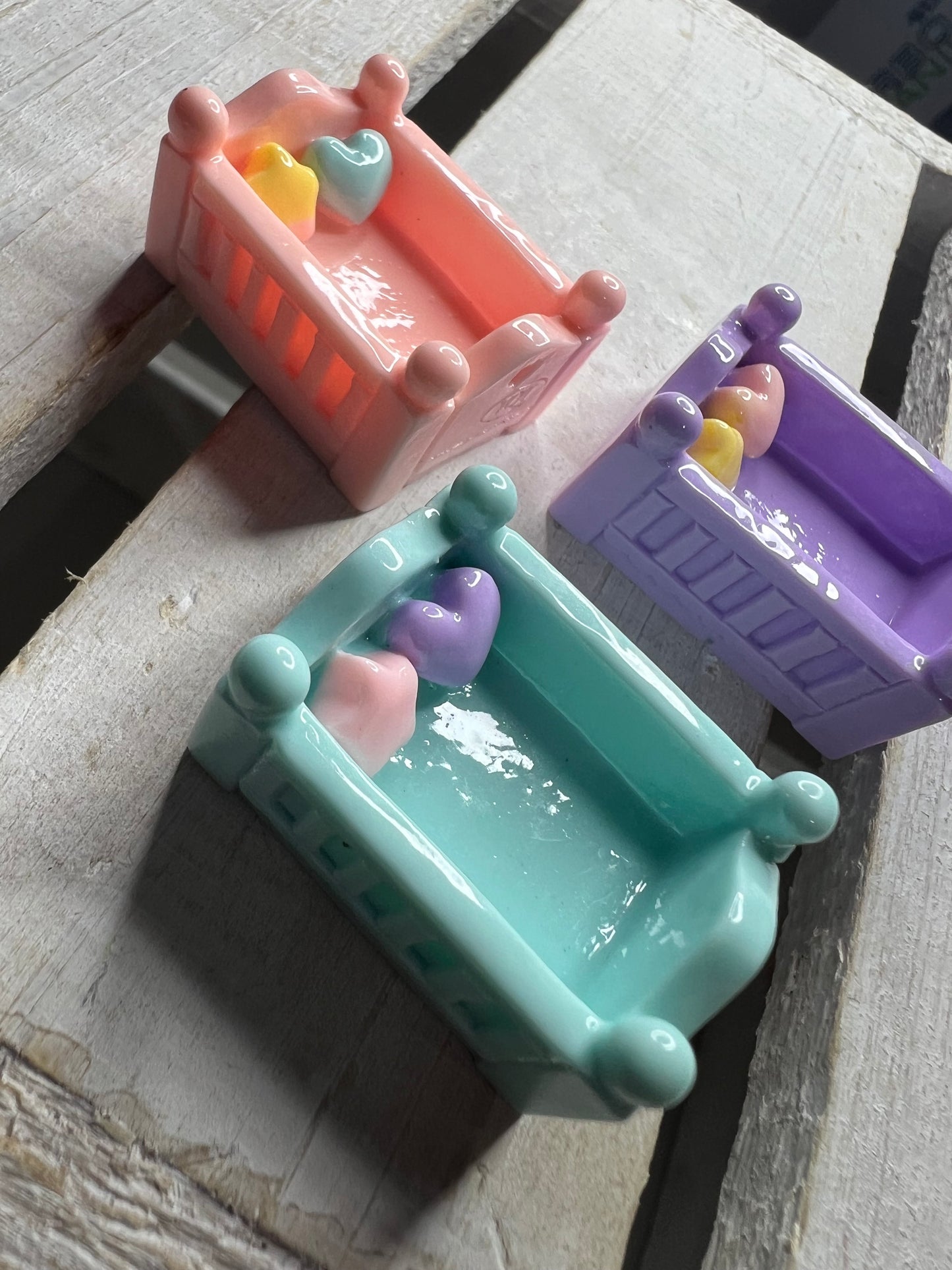 Baby Crib Miniature Trinket 3 D mini crib  Mini Objects Speech Therapy Alphabet Objects Say and Play Minis Doodads Trinkets