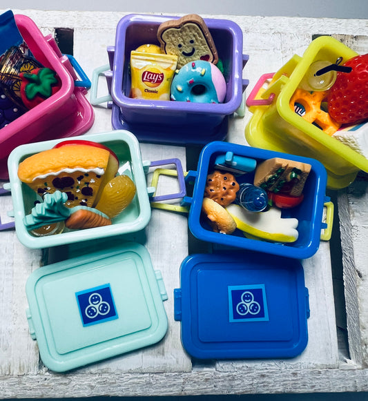 Miniature Lunch Box with Food  Minis Dollhouse Food Mini Objects for Speech Therapy Trinkets School Minis
