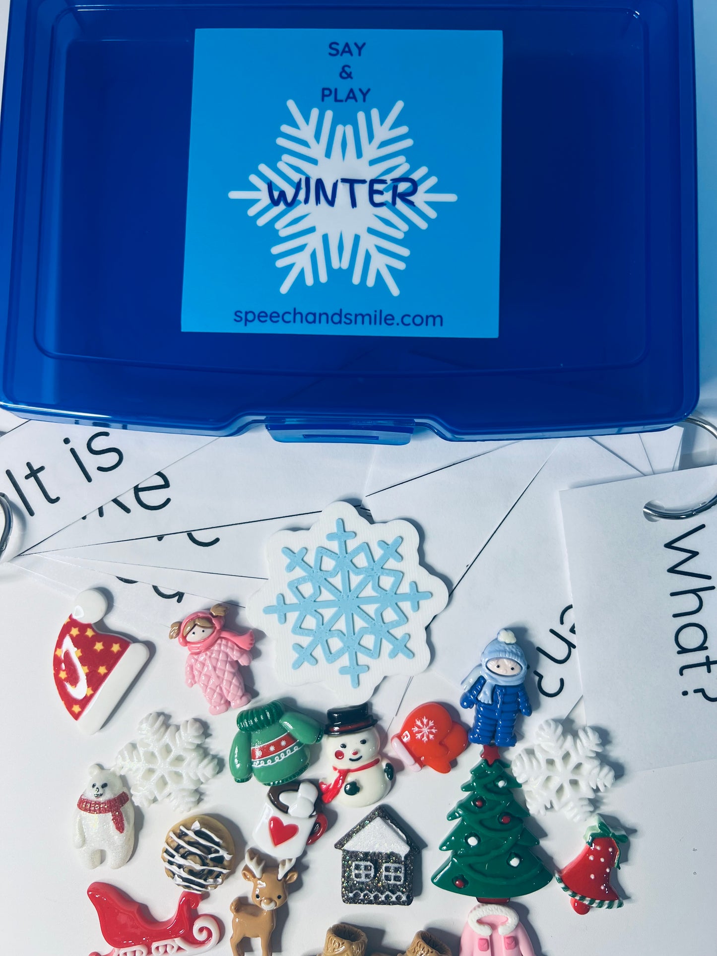 Winter Mini Objects Language Task Box Speech Therapy Minis Winter Theme Trinkets Say and Play miniature objects Montessori Minis