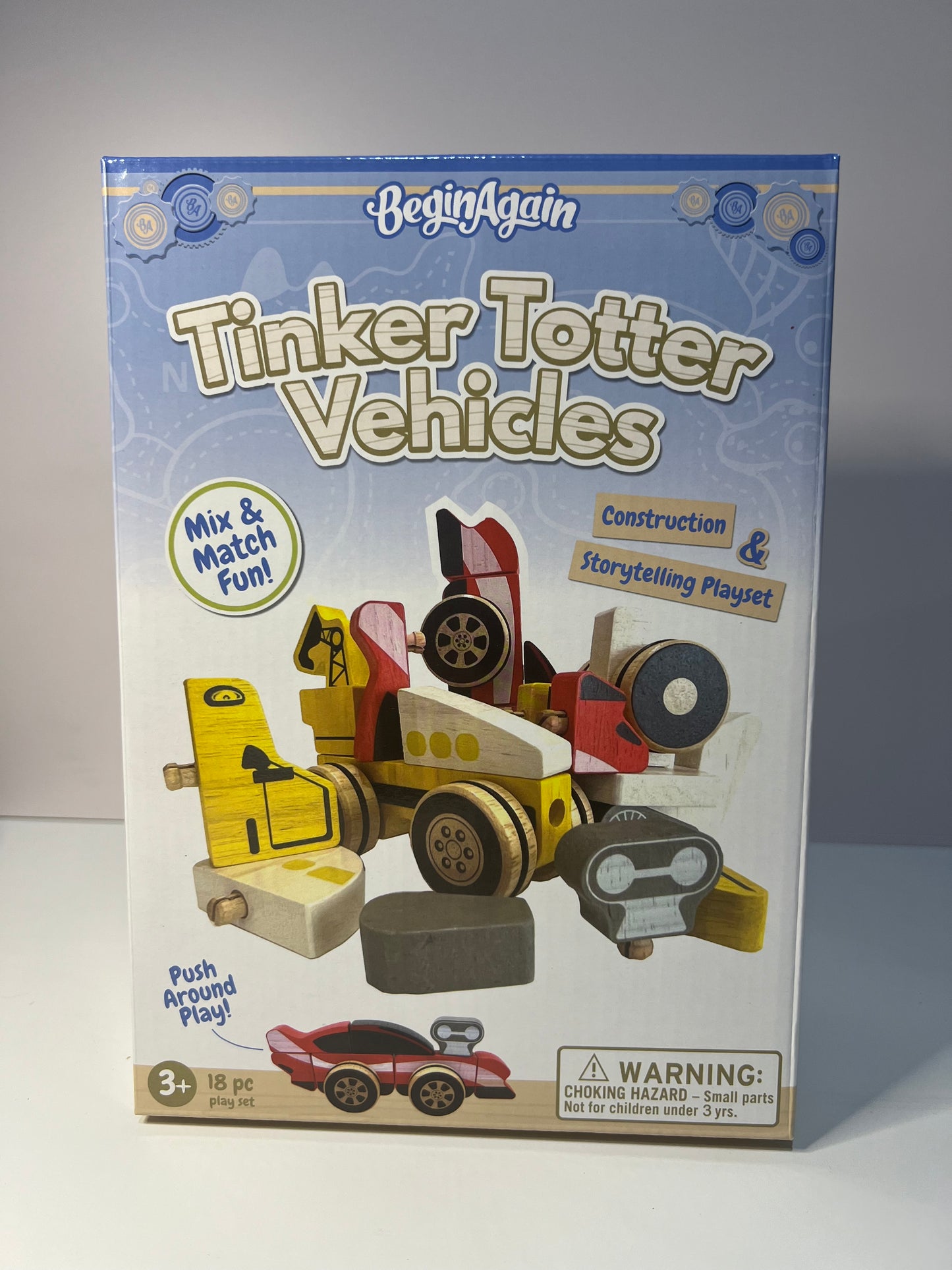 Wood Vehicle Toy Set of 3 Transportation Fidgets Tinker Totters Toy Easy to take a part  back together Preschool Speech Therapy Toys