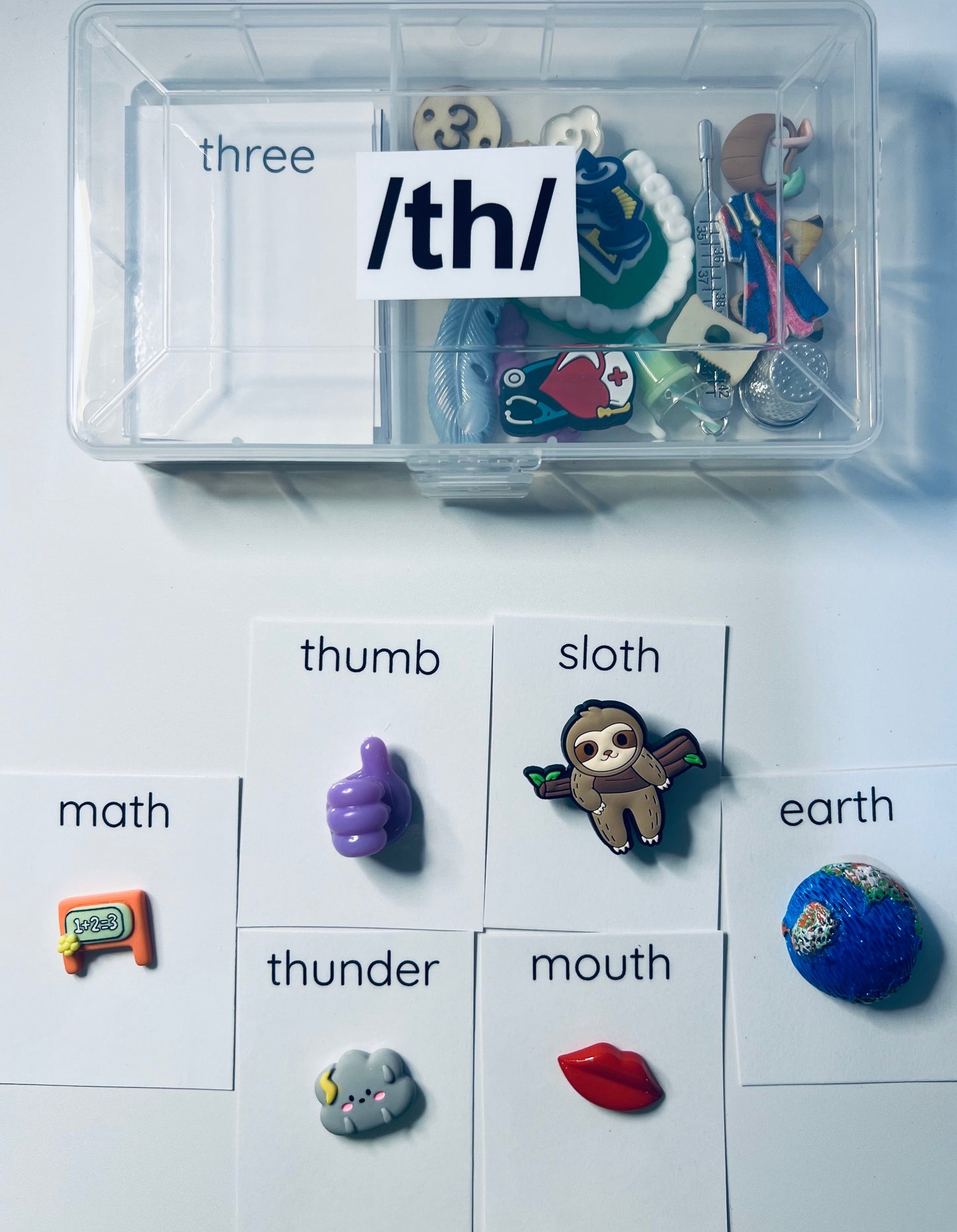 Speech Therapy Mini Objects Set of Trinkets with Cards PICK YOUR SOUND Say and Play Articulation Mini Objects Speech Sound Kit Minis Doodads