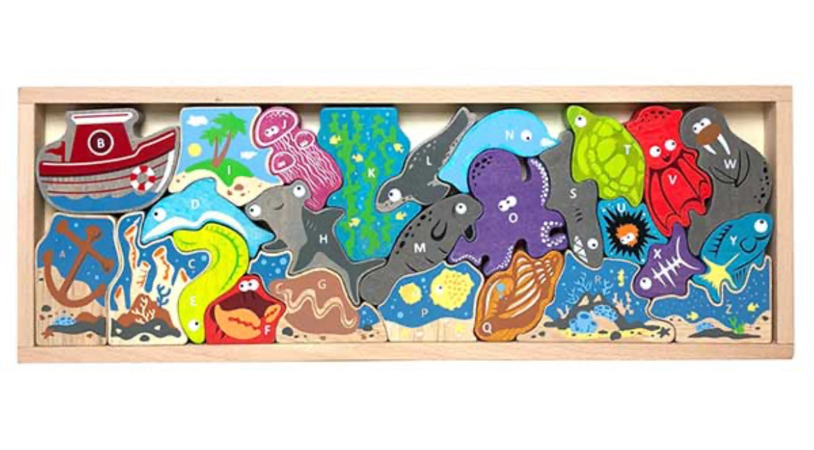 OCEAN A to Z puzzle Ocean Alphabet Objects Marine Life Play set Say and Play