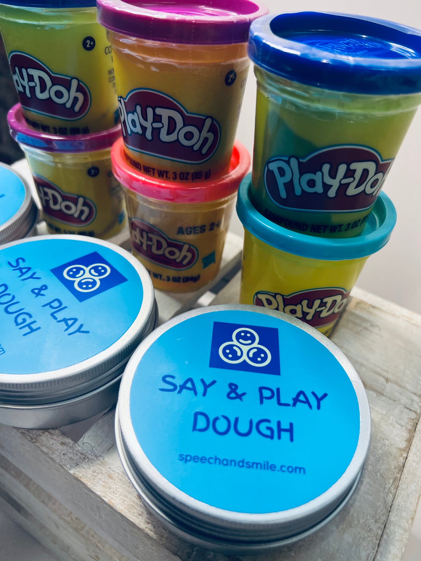 Play Dough Cup with Trinkets - Play Doh Cups Say and Play Dough Theme Dough Jars Mini Objects Speech Therapy