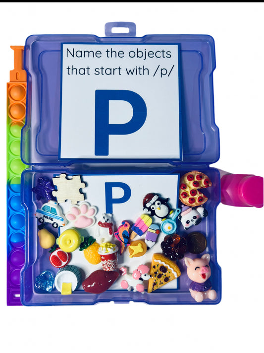 The P Sound Kit with Beginning Sound Mini Objects for P  - Early Sounds Speech Therapy Mini Objects Set All Initial P Sound Compact Kit