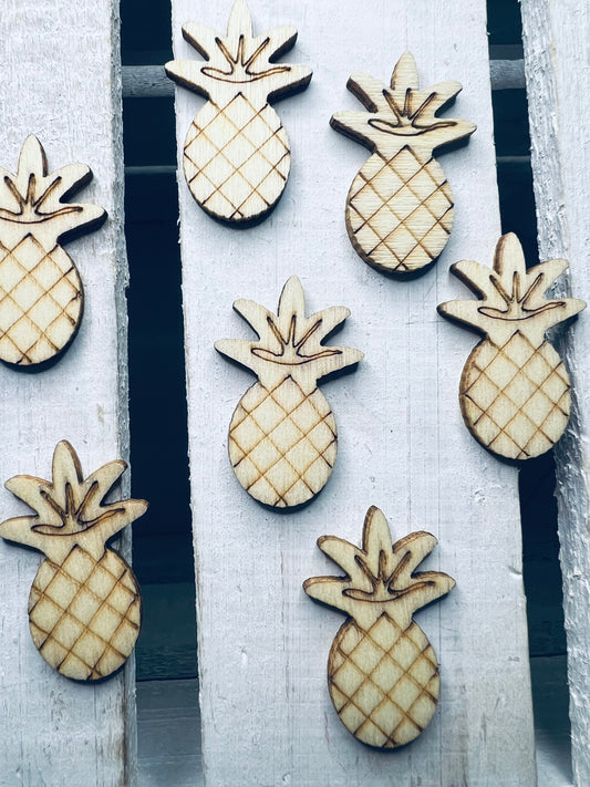 Wood Cut PINEAPPLE for Crafts Mini Objects Speech Therapy Miniature Food Trinkets Doodads Wood Cut Fruit for Crafts