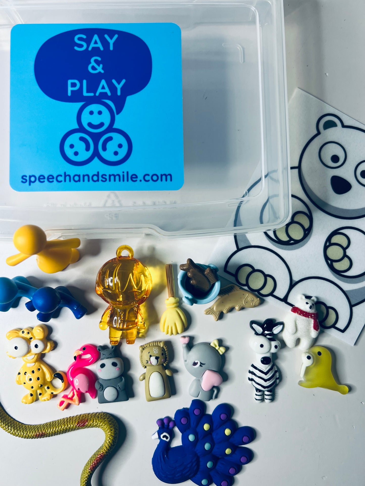 Say and Play Story Kit Objects Polar Bear What Do You Hear Story Kit Speech Therapy Mini Objects Story Trinkets Preschool Book with Object