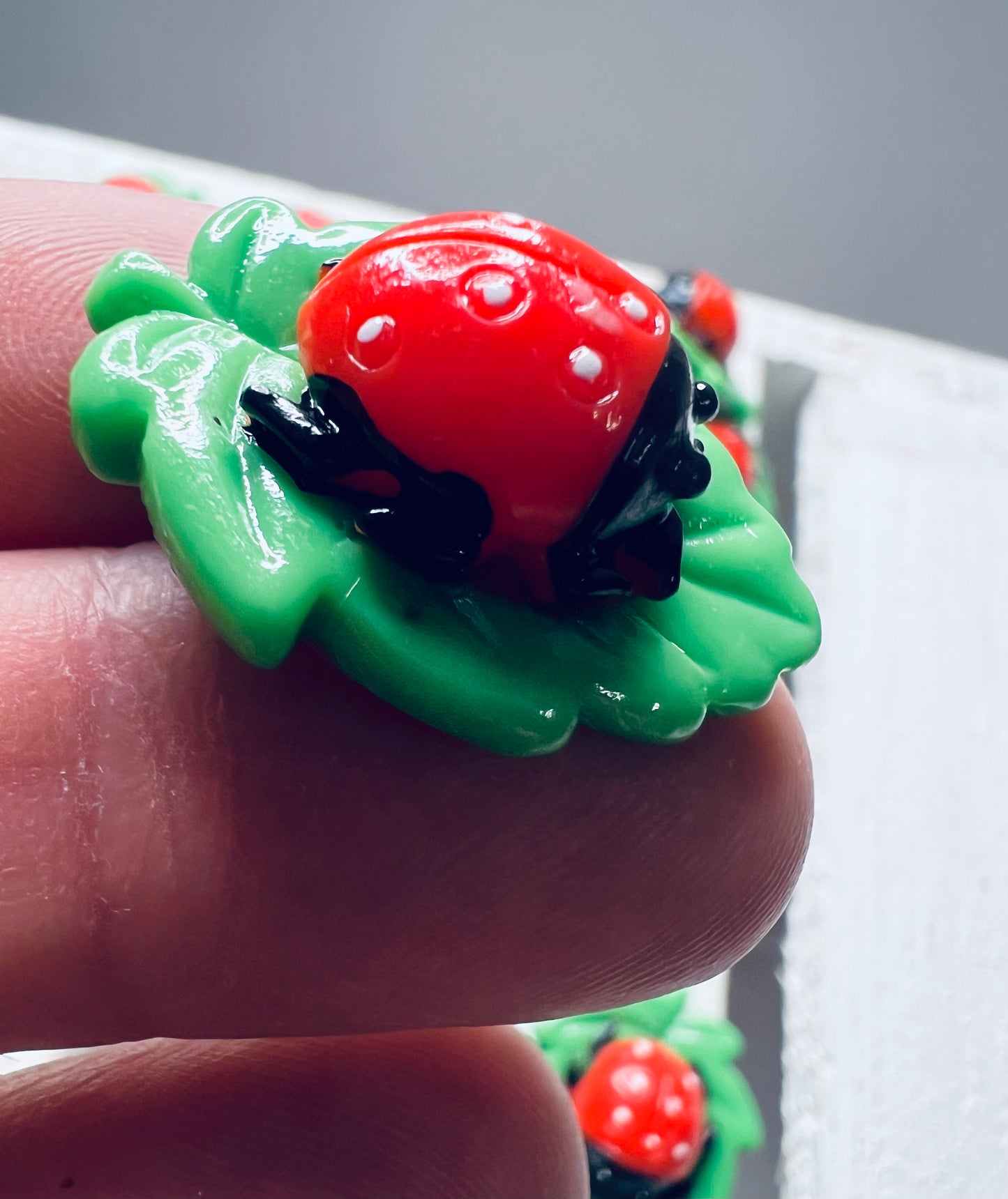 Miniature Ladybug on a Leaf Trinkets  Ladybug Mini Objects Speech Therapy Montessori Sound Objects