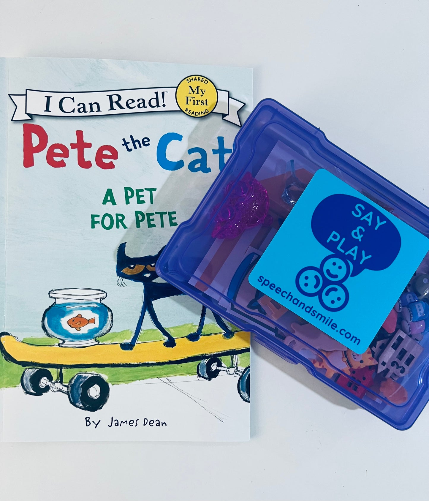 Una mascota para Pete Objetos de libro Kit de cuentos de Pete el gato Miniobjetos de logopedia