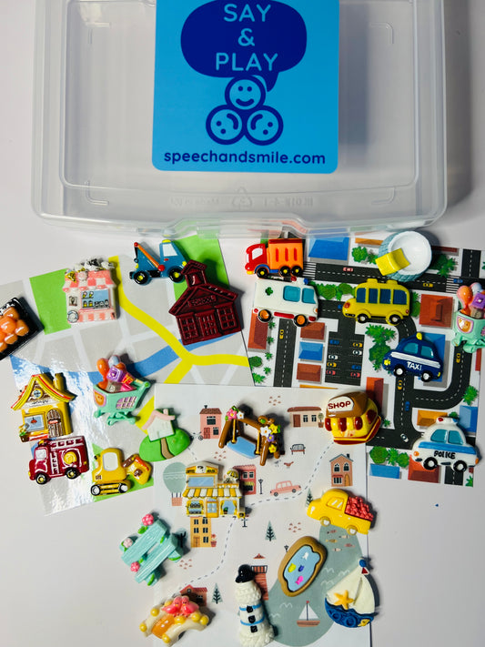 Around the Town Task Box Community Helpers Mini Objects Speech Therapy Language Task Box  Learning my town