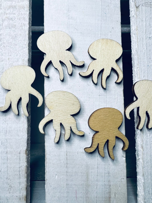 Wood Cut JELLYFISH Object Miniature Ocean Trinkets Speech Therapy Mini Objects Doodads Speech Sound Objects Wood Jellyfish Cut Outs