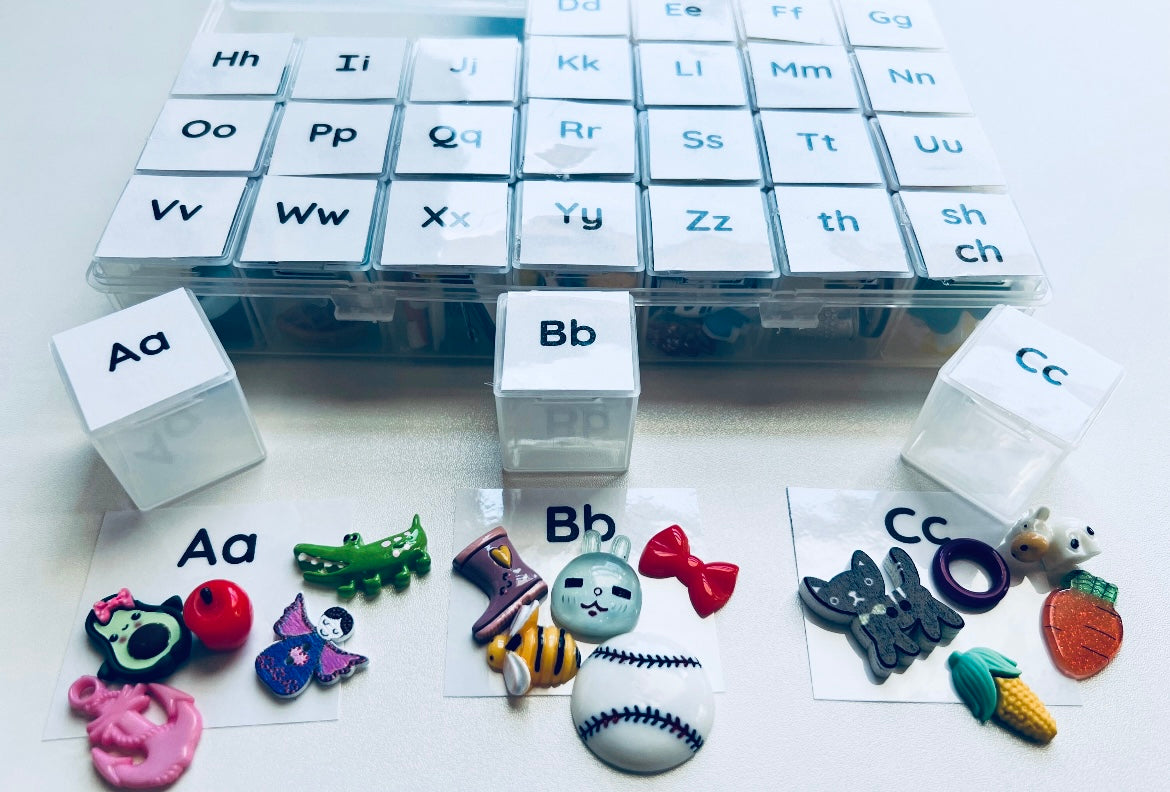 Alphabet Objects with Storage Alphabet Trinkets Individual MINI Boxes Mini Objects Montessori Beginning Sound Objects Alphabet Set