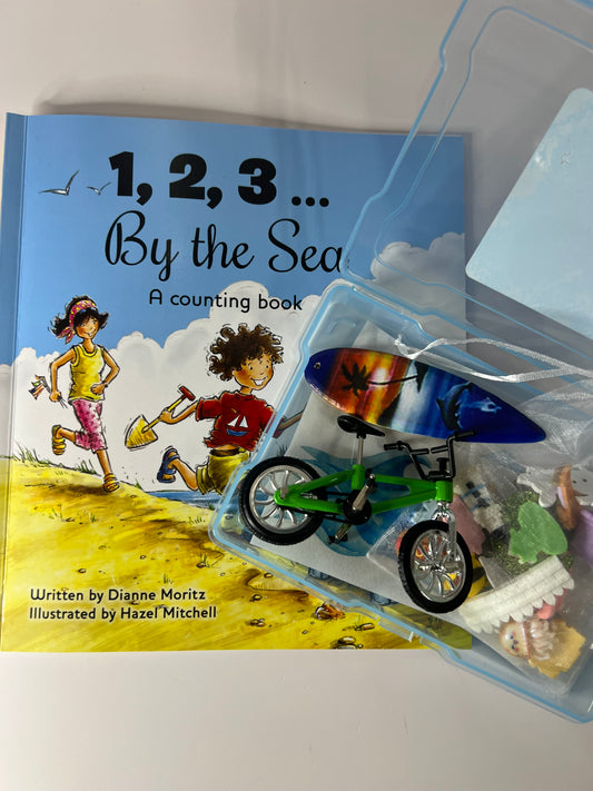 1, 2, 3 ... by the Sea Paperback Picture Book Story Kit Question Book Story Objects Speech Therapy Mini Objects