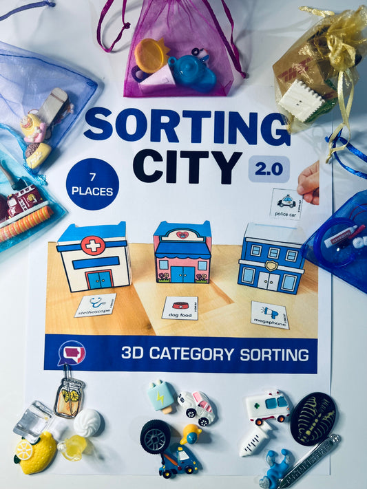 Language Skills Sorting Activity Say and Play Mini Objects for Sorting City 2 Printable Playhouses Targets Categorization and more